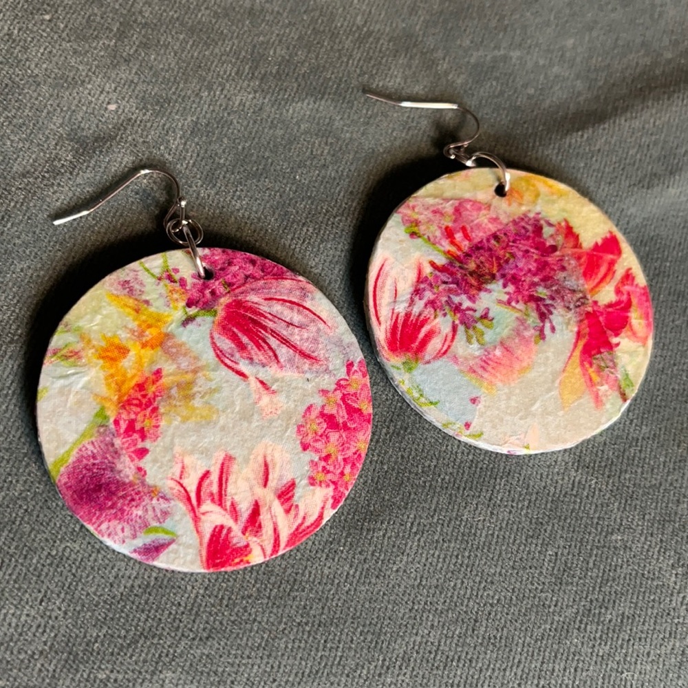 Handmade Wood & Paper Earrings